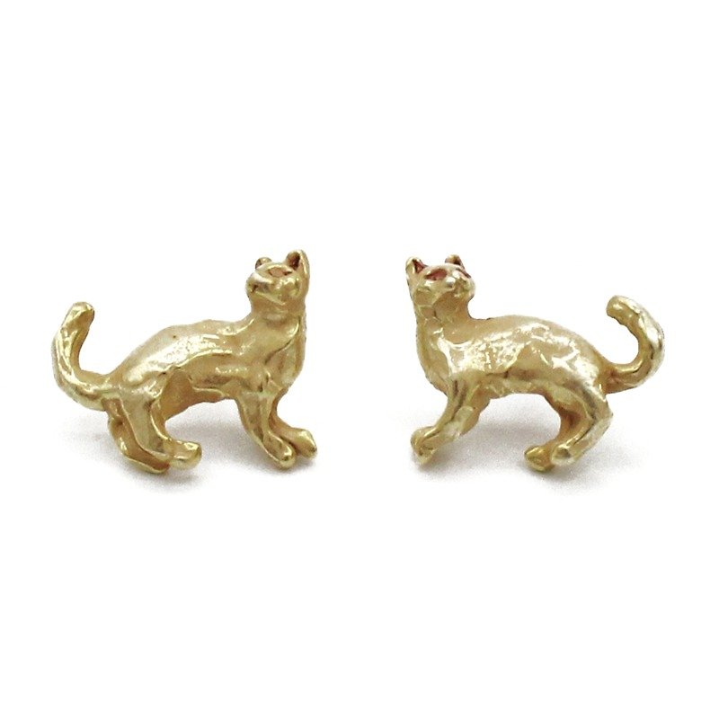 Reflected Cats(Gold) /  リフレクトキャット（ゴールド）PA406GD - 耳环/耳夹 - 其他金属 金色