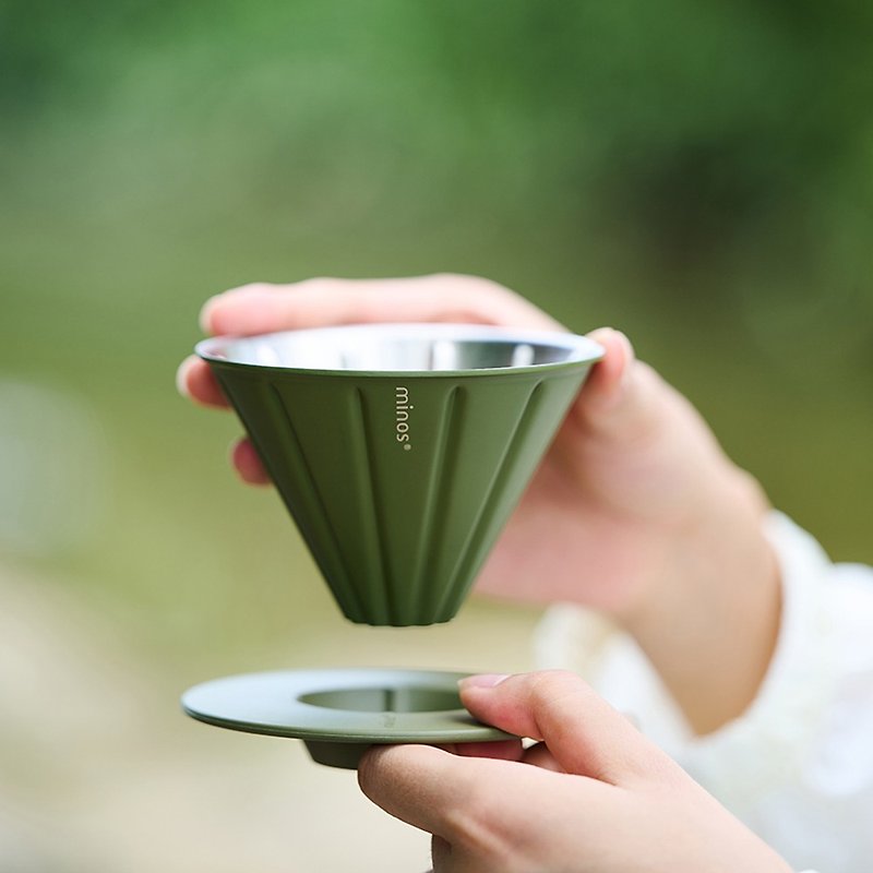 不锈钢滤杯 两种尺寸 304不锈钢 分离式底座 露营携带 - 咖啡壶/周边 - 不锈钢 绿色