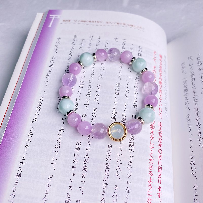 绿天使 紫晶 开运 天然水晶 日本手作 礼物 能量石手链 - 手链/手环 - 水晶 紫色