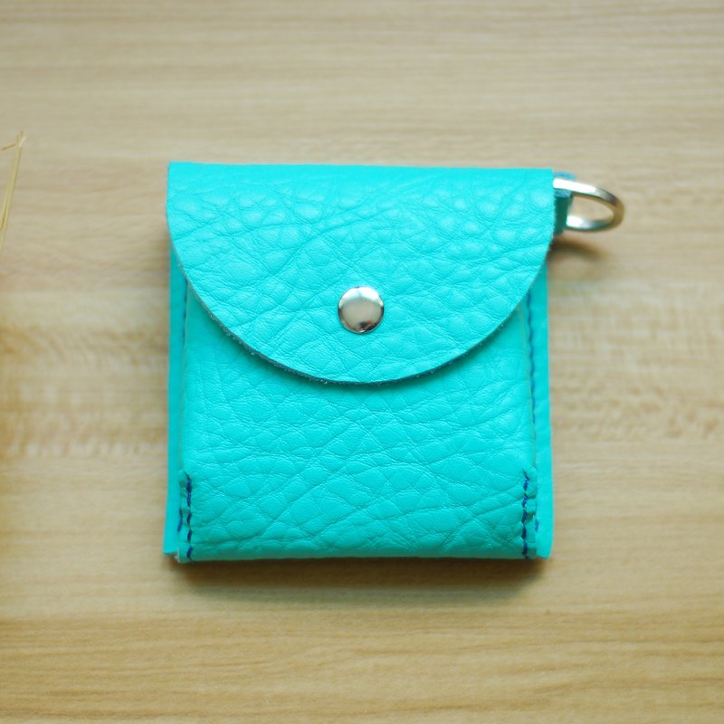 零钱小包 真皮手缝 (Tiffany蓝) - 零钱包 - 真皮 蓝色