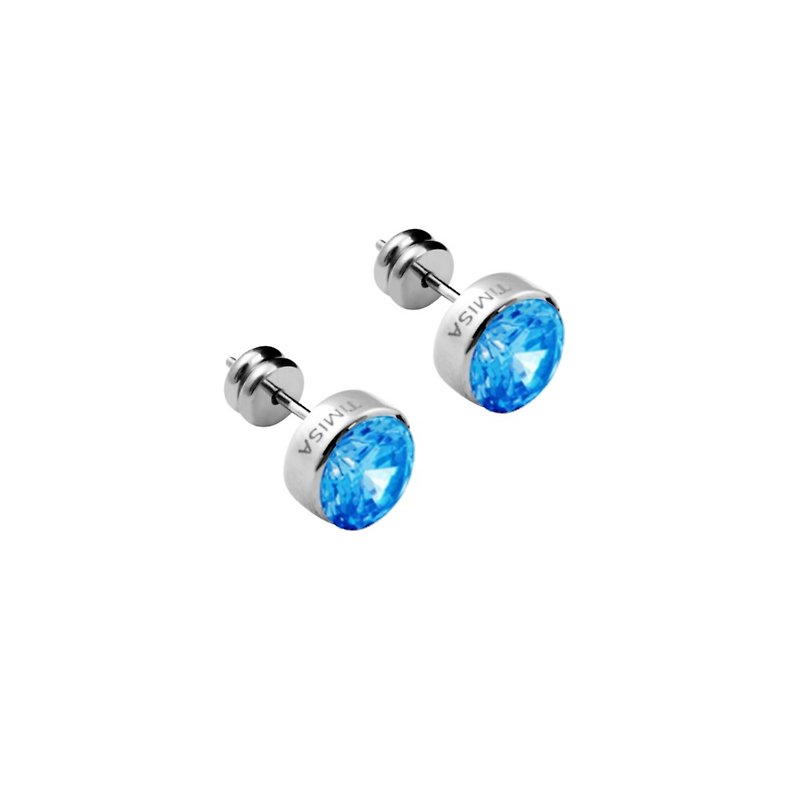 璀璨晶钻-天空蓝 纯钛耳针一对 买即赠钛贴两粒 - 耳环/耳夹 - 其他金属 蓝色