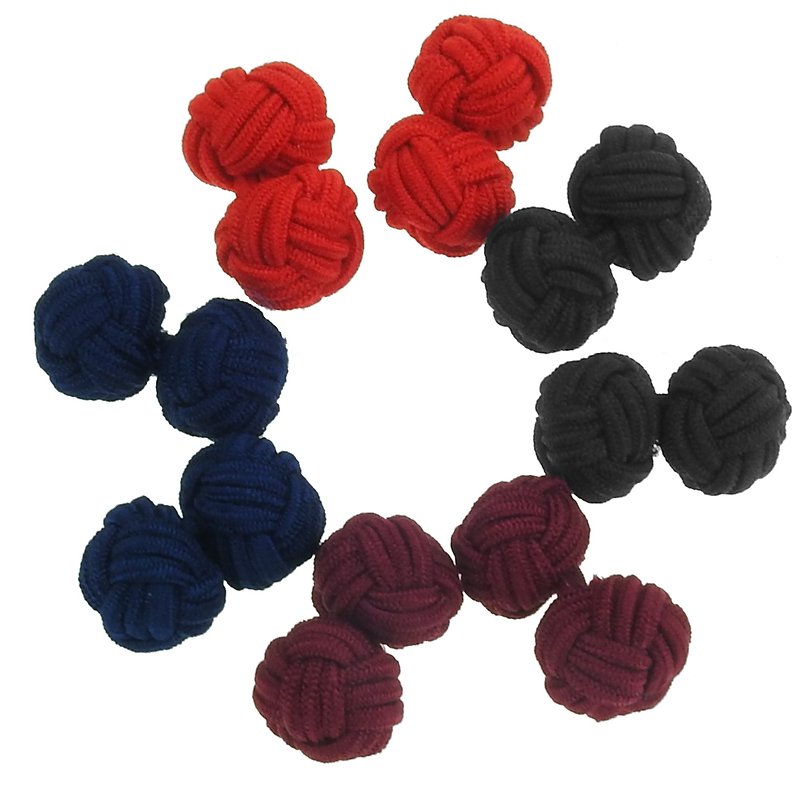 黑色红色深蓝色深红色绳扣袖扣套装 - 袖扣 - 聚酯纤维 多色