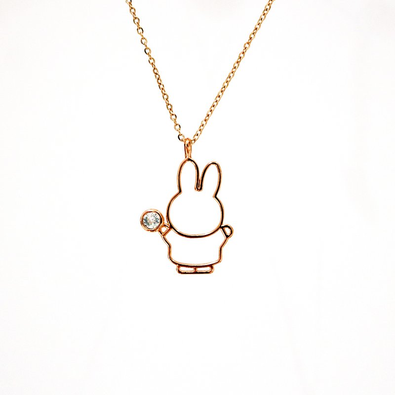 【Pinkoi x miffy】Miffy 白水晶奥地利水晶项链 | 四月诞生石 - 项链 - 水晶 白色