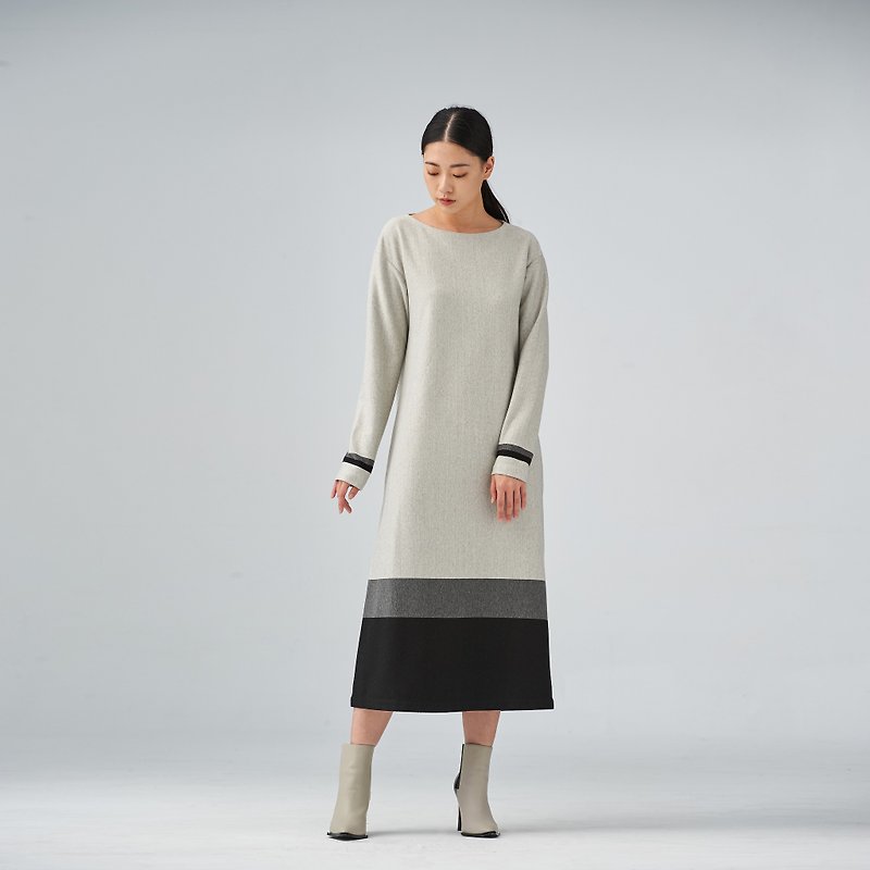 灰色渐层长洋装 - 洋装/连衣裙 - 其他材质 灰色