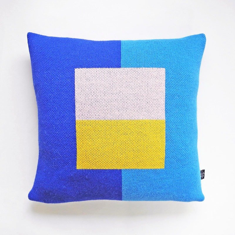 针织几何抱枕套 - 枕头/抱枕 - 聚酯纤维 蓝色