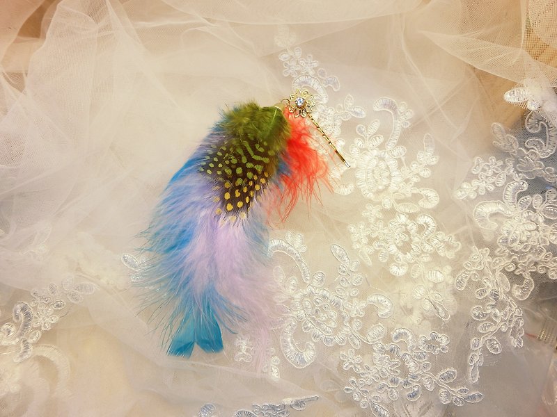 羽毛芭蕾宝石一字夹-C0013-4 - 发饰 - 其他材质 多色