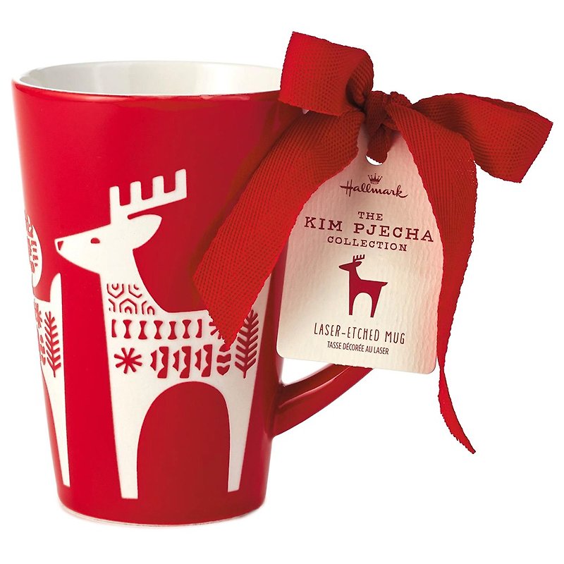 麋幻圣诞浮雕马克杯【Hallmark-礼品 圣诞节系列】 - 咖啡杯/马克杯 - 瓷 红色