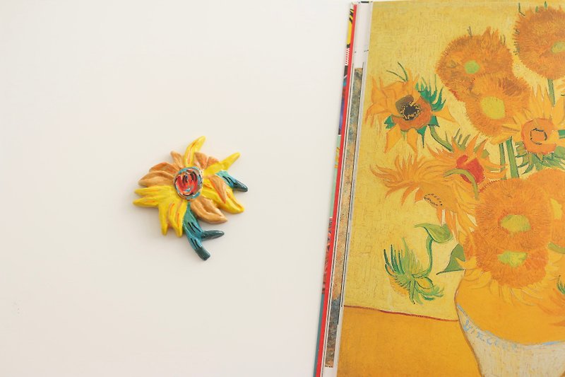 Ceramic Brooch Magnet Sunflower - 其他 - 陶 黄色