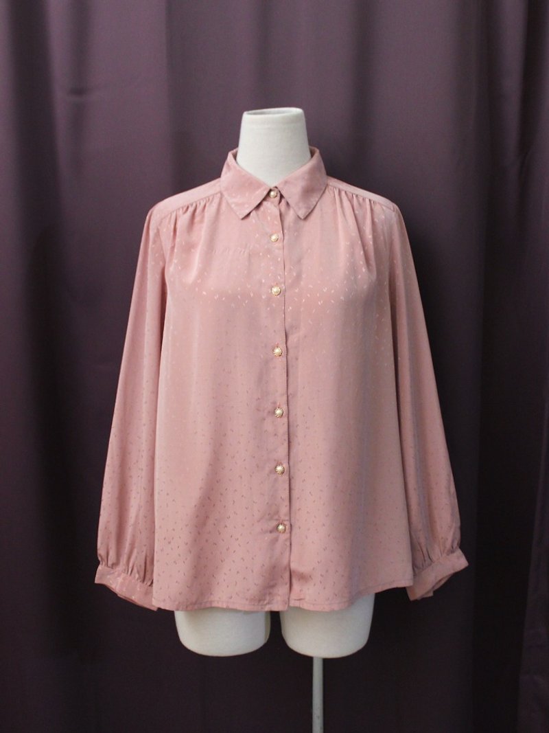 复古甜美可爱粉色圆点点刺绣宽松长袖古着衬衫 Vintage Blouse - 女装衬衫 - 聚酯纤维 粉红色