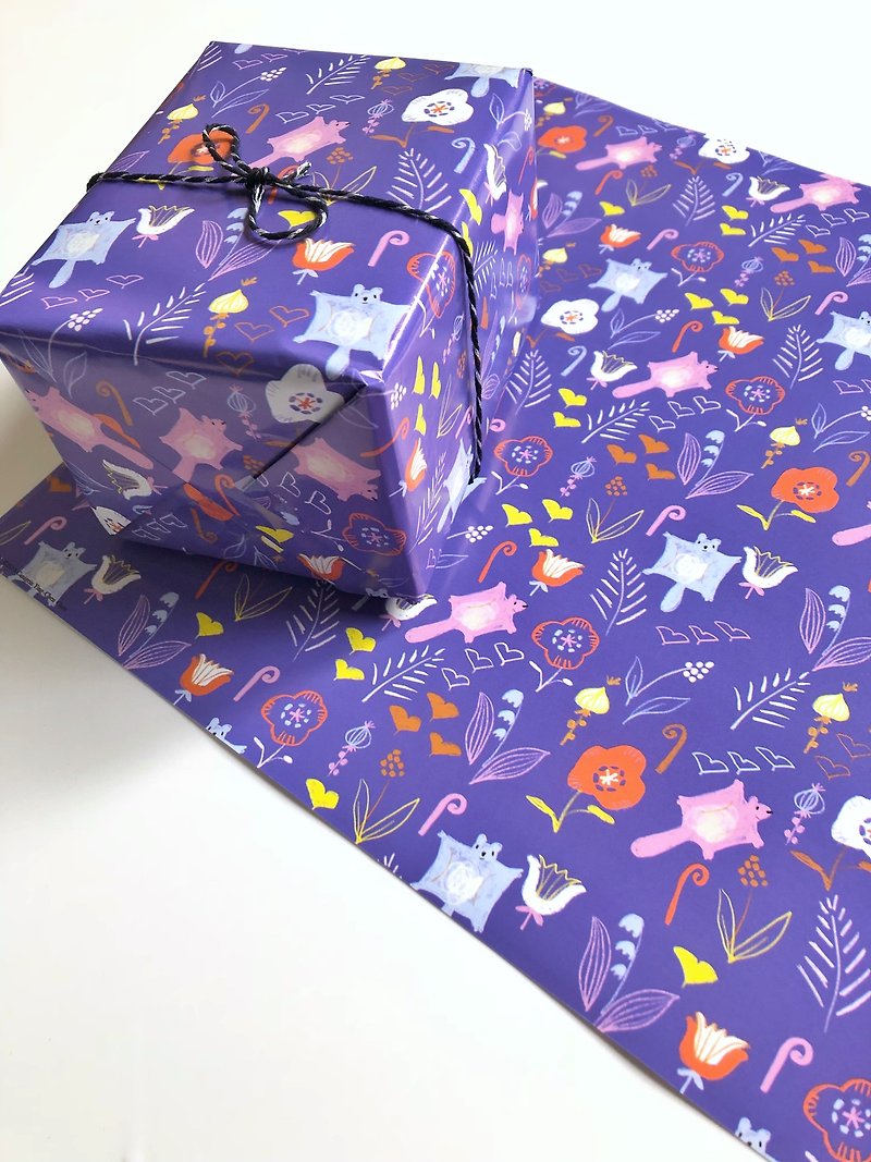 飞鼠与罂粟花 花草植物包装纸 5张一组 - 木工/竹艺/纸艺 - 纸 紫色