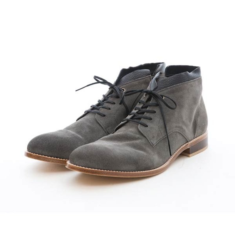 ARGIS 皮革底双色拼接沙漠靴 #42215墨灰 -日本手工制 - 男款皮鞋 - 真皮 灰色