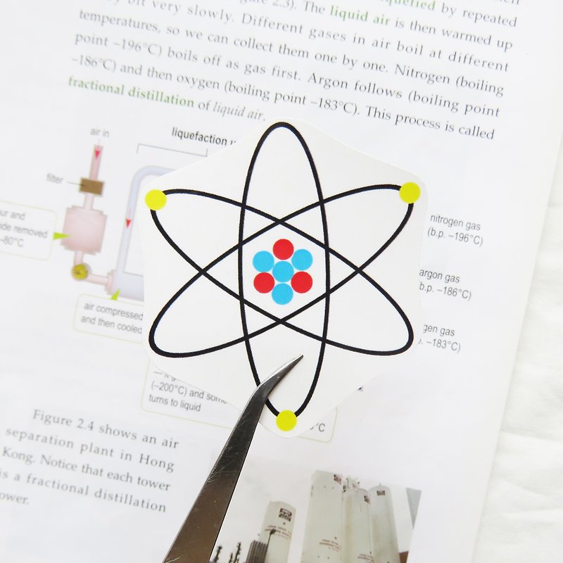 化学原子图案 大贴纸 - 贴纸 - 防水材质 白色