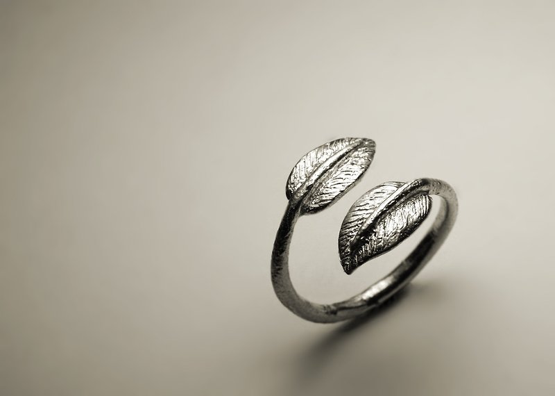 双小叶开口戒指 - 戒指 - 其他金属 银色