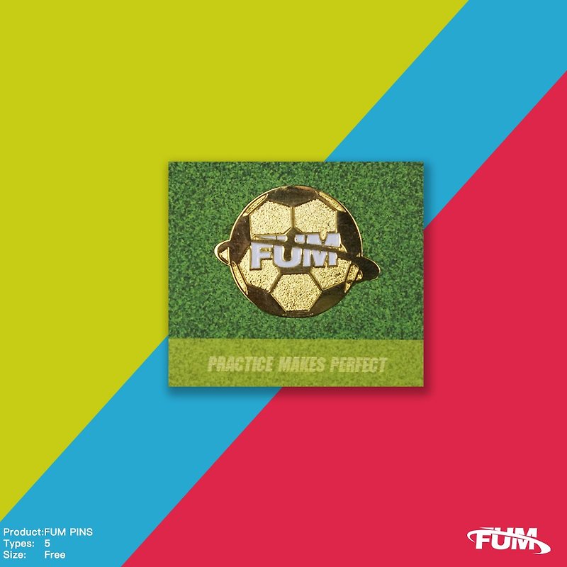 【Fumble】FUM 金底襟章(金色足球) | FUM运动生活系列 | 限量版 - 徽章/别针 - 不锈钢 金色