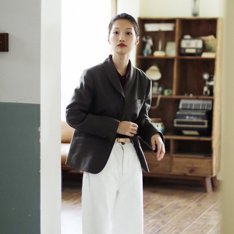 羊毛 女装西装外套/风衣 - KOOW  松果 细腻感日本精纺羊毛西装 复古青果领外套