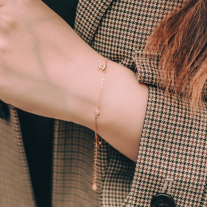 手链 手环 法式美钻 Plus 伸缩链14至20厘米 都能配戴双边 - 手链/手环 - 纯银 金色