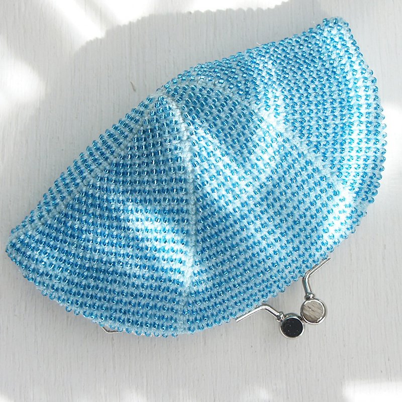 Ba-ba handmade Seedbeads crochet pouch No.1136 - 皮夹/钱包 - 其他材质 蓝色