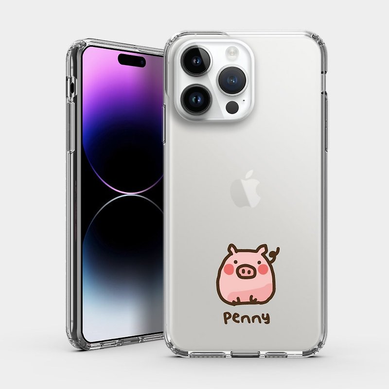 【定制化礼物】粉红小猪 文字 IPHONE 保护壳 透明手机壳 PU016 - 手机壳/手机套 - 塑料 粉红色