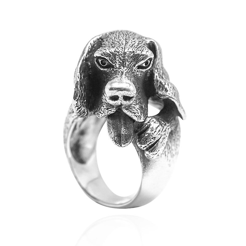 吐舌狗 动物造型 雕刻 纯银戒指|戒指推荐(单只价) - 戒指 - 纯银 银色