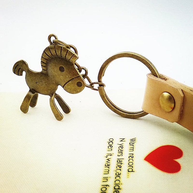 超可爱小马吊饰　真皮 钥匙扣【礼物 、可刻字】 - 钥匙链/钥匙包 - 真皮 橘色