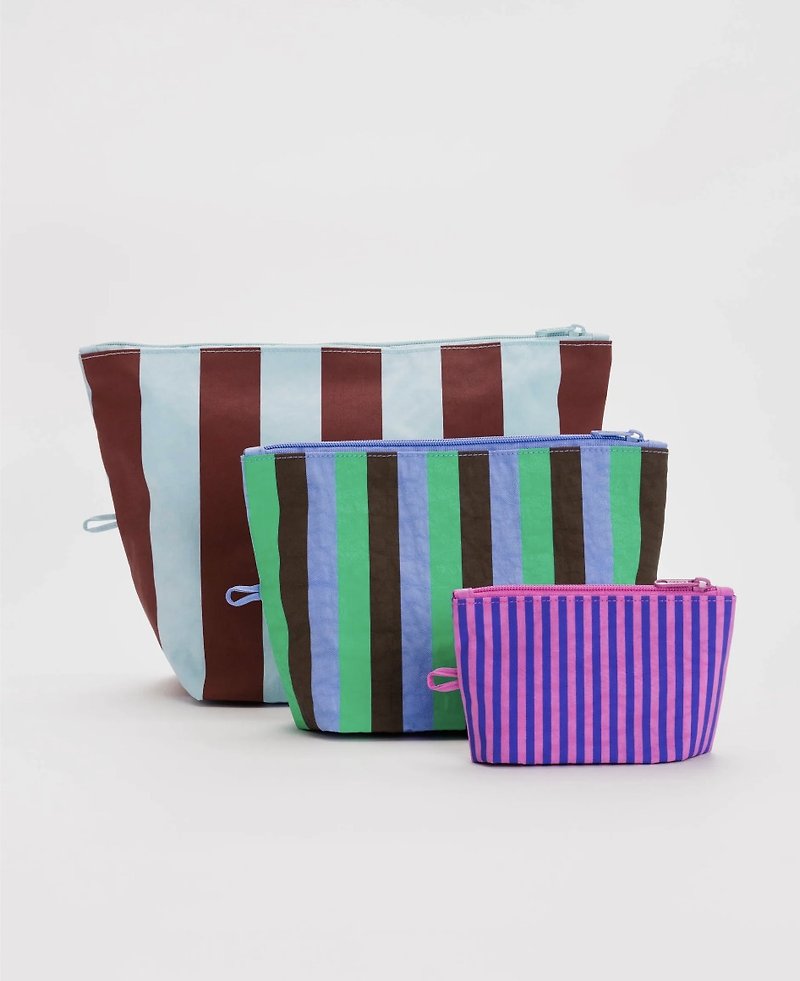 BAGGU - 旅行收纳包 - 度假风条纹(三个一组) - 化妆包/杂物包 - 防水材质 多色