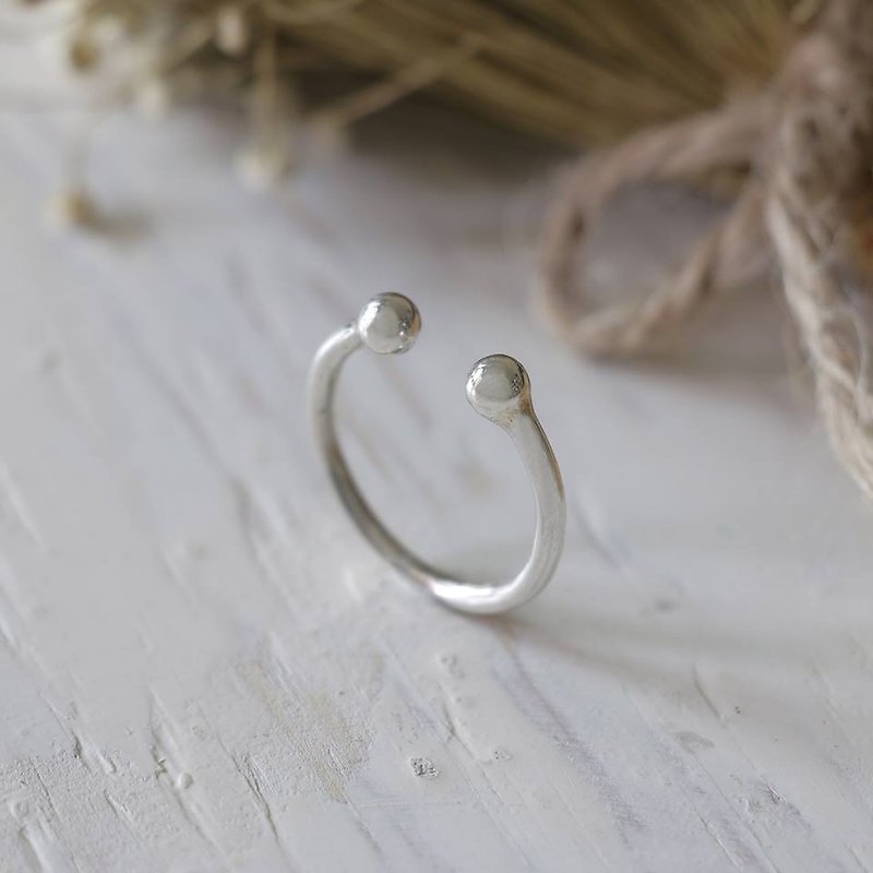 Dot 2 Minimal ring two double tiny women Girl silver sterling thin modern thin - 戒指 - 其他金属 银色