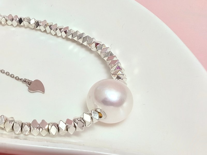 碎银子 高品货 天然淡水珍珠 大珍珠 S925银 手链 - 项链 - 珍珠 白色