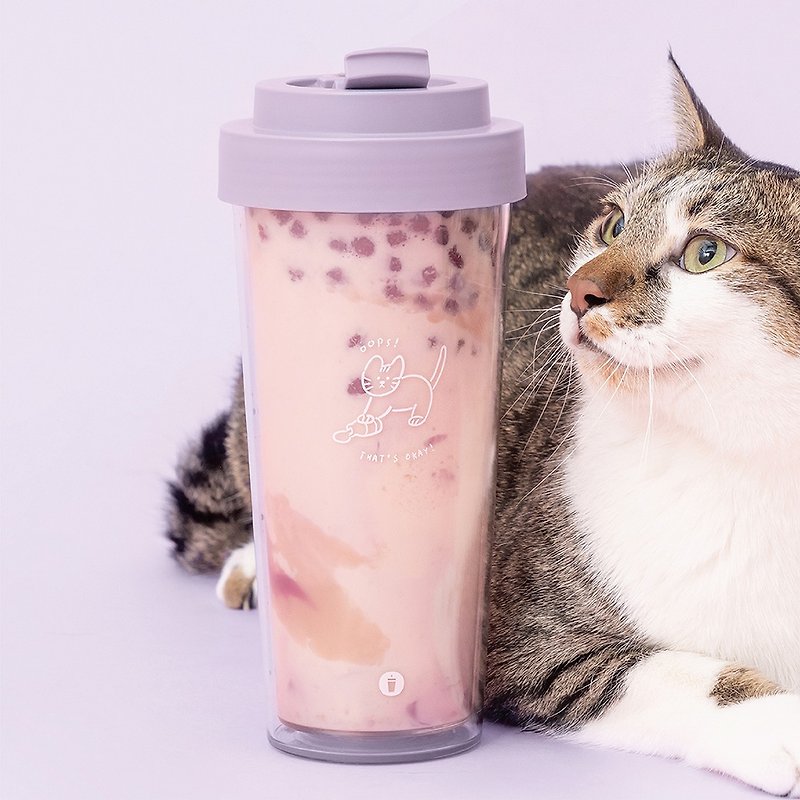 陪伴系列 Ecozen透明双层随行杯 750ml - Milk Kitten - 水壶/水瓶 - 塑料 紫色