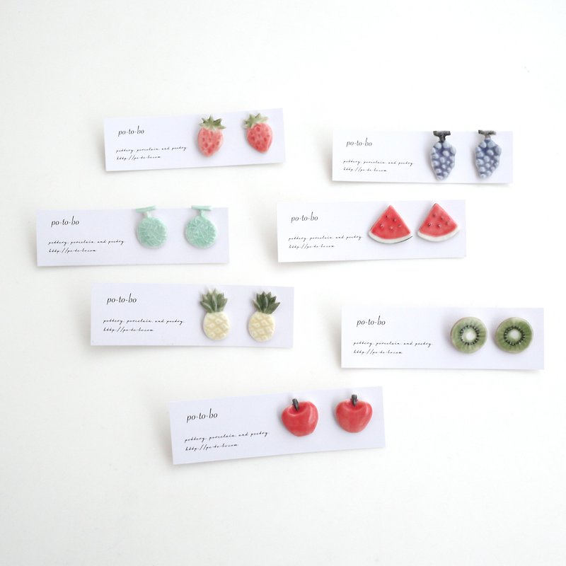 Fruit earrings - 耳环/耳夹 - 瓷 红色