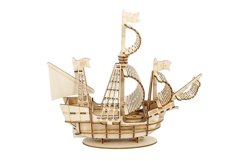 Jigzle 3D立体木拼图 | 交通工具系列 帆船 | 超疗愈 - 拼图 - 木头 咖啡色