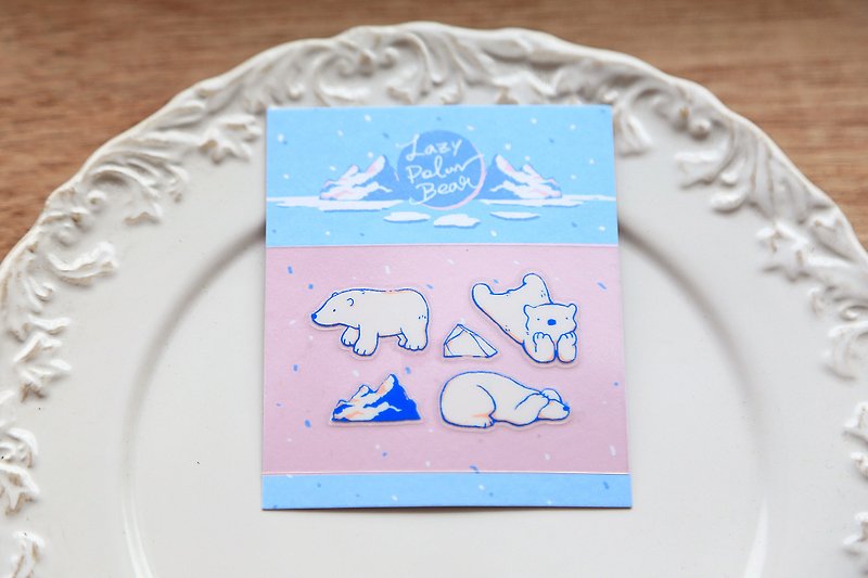 OURS转印装饰贴纸 - Lazy Polar Bear #2 - 贴纸 - 塑料 粉红色