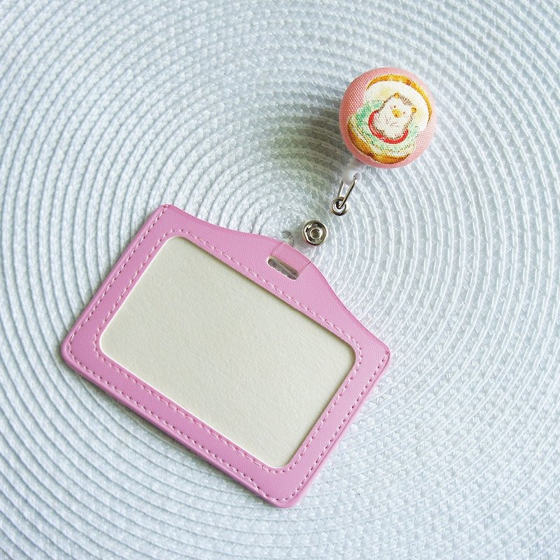 Lovely【日本布】刺猬汉堡伸缩扣环 +卡套、悠游卡、证件套 - 证件套/卡套 - 棉．麻 粉红色