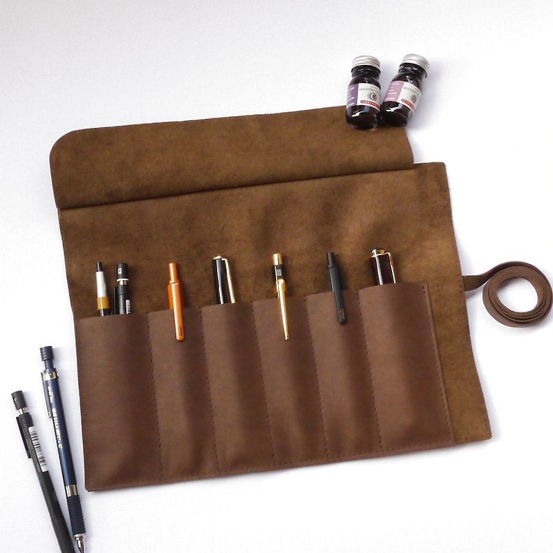 咖啡色皮革笔卷  【免费烙字】 - 铅笔盒/笔袋 - 真皮 咖啡色