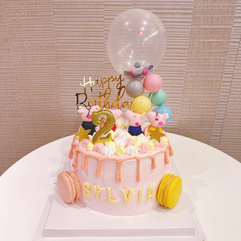 定制化 佩佩猪蛋糕 / 周岁蛋糕 / 生日蛋糕 / 金箔蛋糕 限自取 - 蛋糕/甜点 - 新鲜食材 粉红色