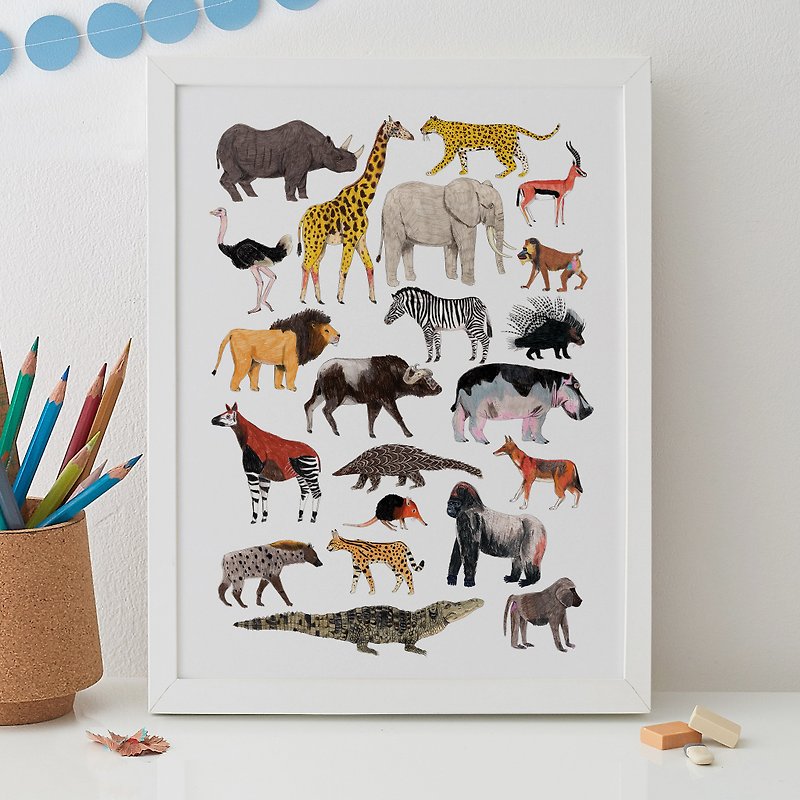 AFRICAN ANIMALS PRINT - 海报/装饰画/版画 - 纸 多色