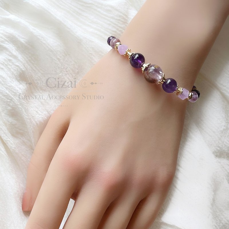 开运招财 紫幽灵 紫水晶 天然水晶手链 - 手链/手环 - 水晶 
