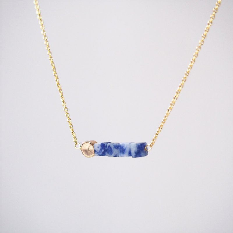极简蓝纹石・镀金珠 • 镀金项链 (43cm) 礼物 - 项链 - 宝石 蓝色