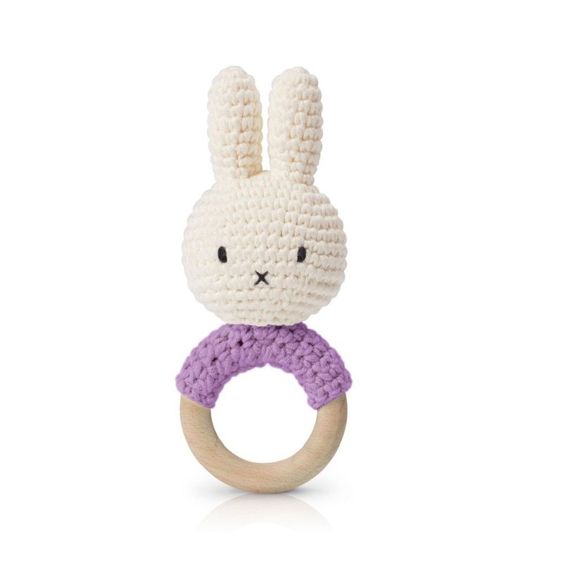 荷兰 Just Dutch | Miffy 米飞兔 手工编织 婴幼儿 手摇铃 紫罗兰 - 玩偶/公仔 - 棉．麻 紫色