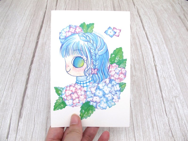 夏 • 绣球花 明信片 - 卡片/明信片 - 纸 蓝色