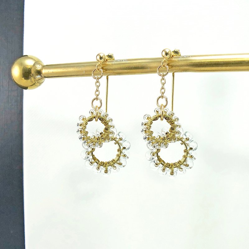 波希米亚14kgf耳环 黄铜 日本进口珠 一物多用 圣诞节礼物 - 耳环/耳夹 - 贵金属 金色