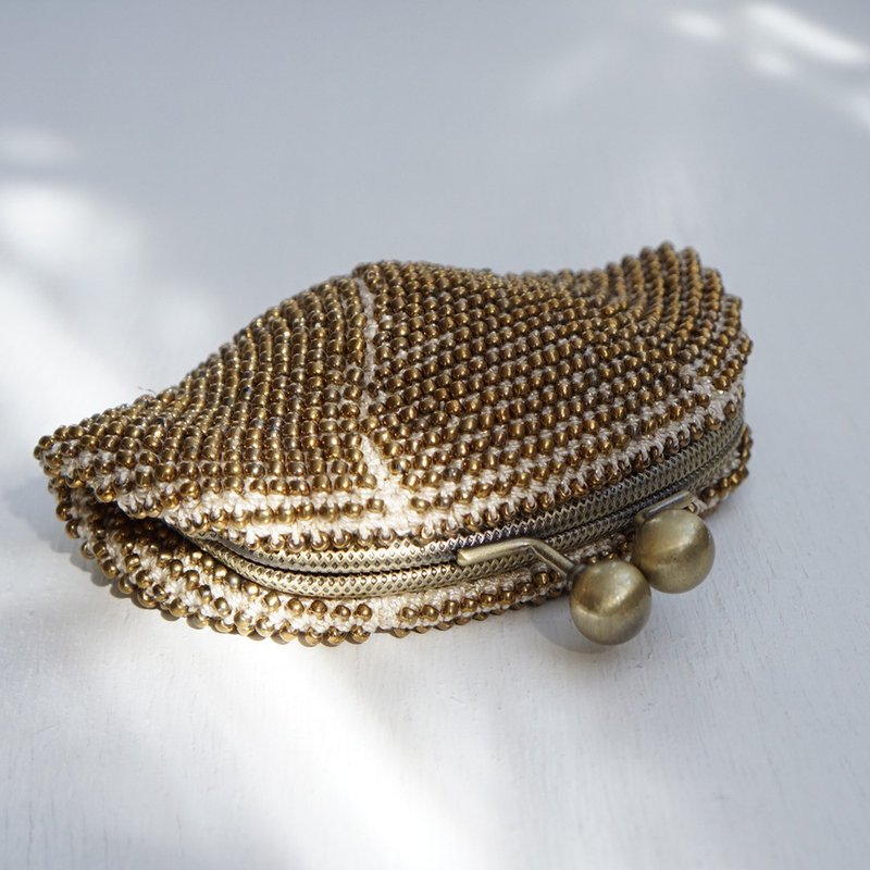 Ba-ba handmade Beads crochet pouch No.1622 - 皮夹/钱包 - 其他材质 金色