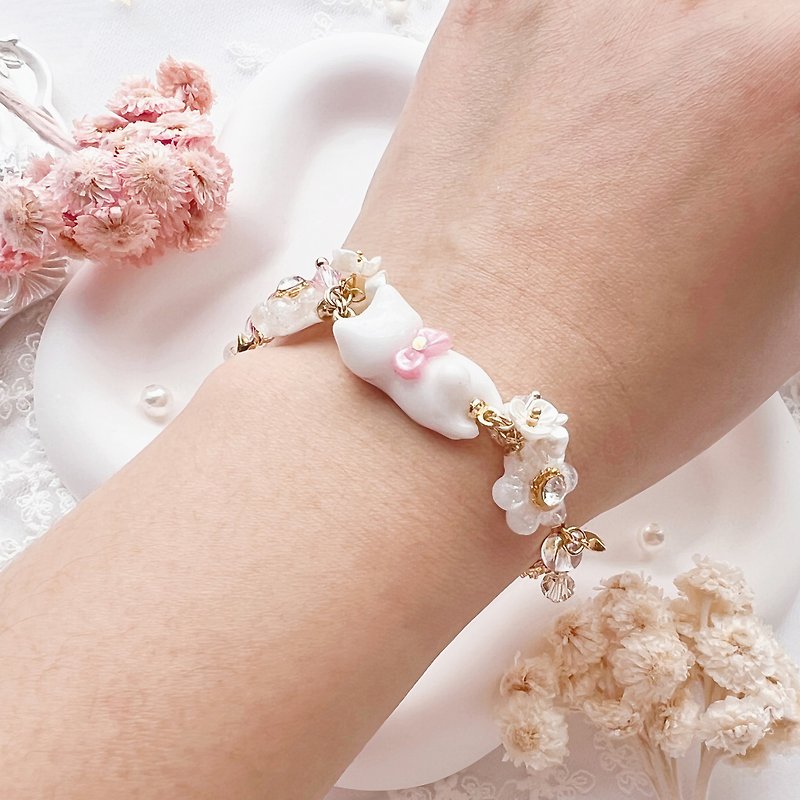 【定制化】 宠猫 swarovski 花朵星愿 手链  可调式手链 - 手链/手环 - 树脂 