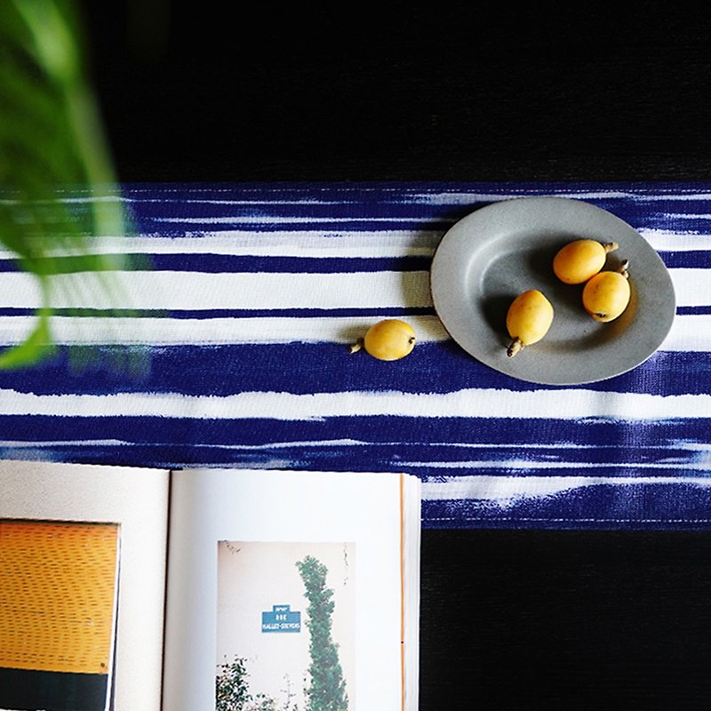 草稿桌旗中式禅意茶台布艺长条蓝色装饰文艺盖布现代简约长条桌布 - 餐垫/桌巾 - 聚酯纤维 蓝色