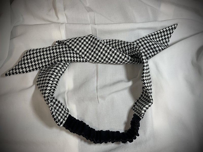 手绑发带∣千鸟格 - 领结/领巾 - 棉．麻 