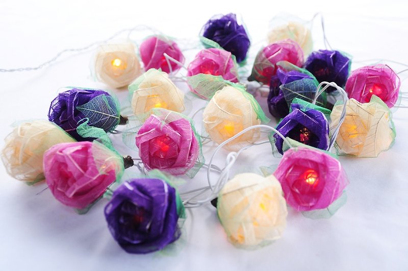 20 Handmade Real leaf Rose String Lights for Home Decoration Wedding Party Bedroom Patio and Decoration - 灯具/灯饰 - 其他材质 