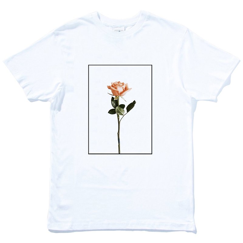 Pink Rose 短袖T恤 白色 玫瑰 植物 花 自然 礼物 春装 环保 - 男装上衣/T 恤 - 棉．麻 白色