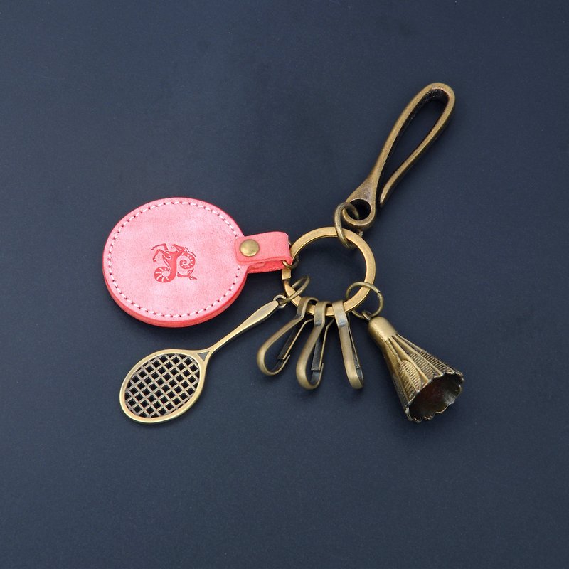 复古 牛皮 U型 钥匙扣   免费客制 - 钥匙链/钥匙包 - 真皮 粉红色