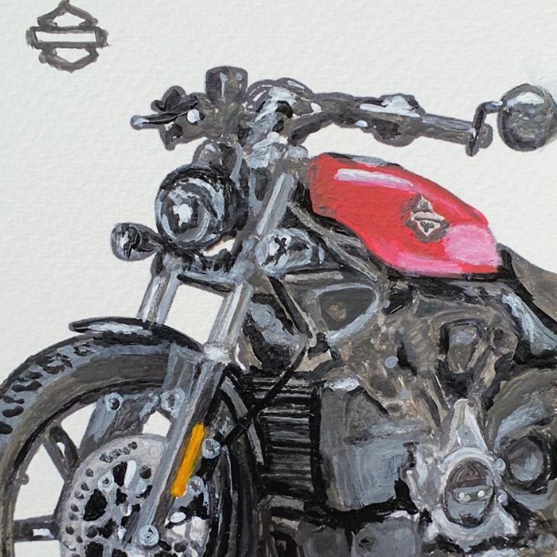 明信片雷戴维森绘画运动摩托车原创艺术 2023 Nightster - 海报/装饰画/版画 - 其他材质 灰色