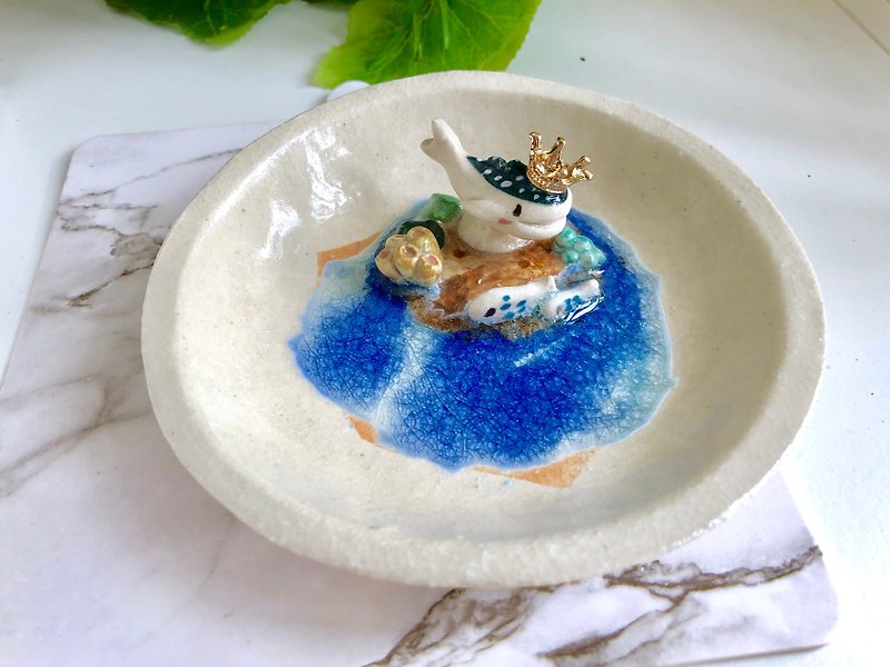 桌上风景 陶瓷鲸鲨饰物碟 - 摆饰 - 陶 蓝色
