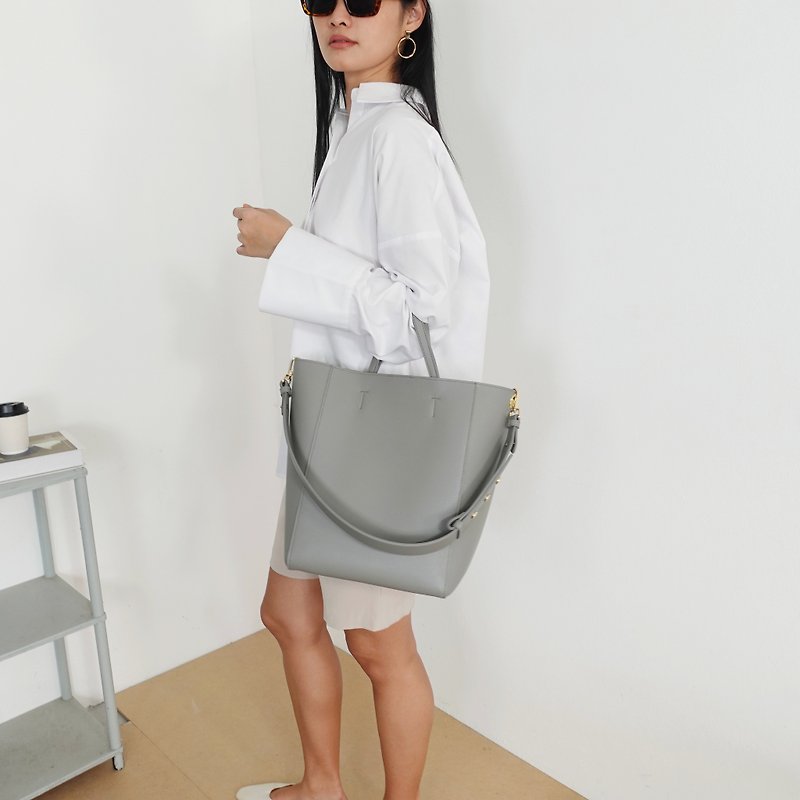 Tote bag - Everyday series - Large - Gray - 手提包/手提袋 - 人造皮革 灰色